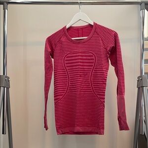 Lululemon Pink Striped Long Sleeve Top